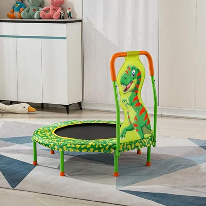 No-Gap 36" Mini Trampoline Toddler Trampoline with Handle for Kids, 36 inch Indoor Garden Small Kid Trampoline Baby Trampolines with Super Safe Cover for Toddlers Ages 2 to 5 - color: Green