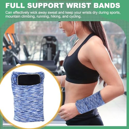 uxcell Wrist Pouch Wrist Wallet Sports Wristband Wallet with Pocket for Running Jogging Hiking Cycling Yoga - color: Blue/Red