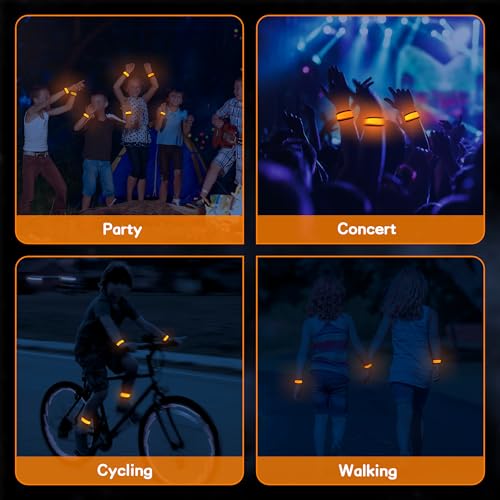 6 PCS LED Slap Bracelets, Night Safety Light Up LED Bracelets for Kids