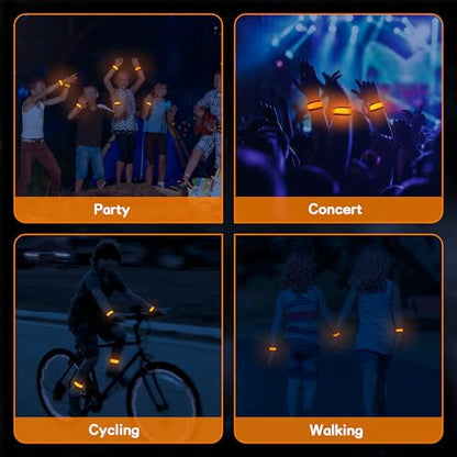 6 PCS LED Slap Bracelets, Night Safety Light Up LED Bracelets for Kids