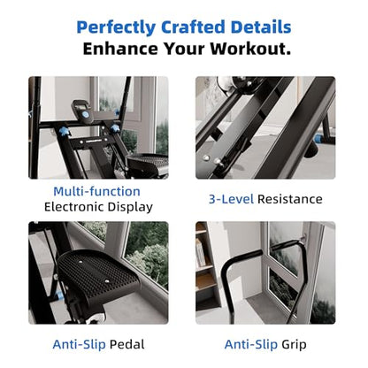 Stair Stepper with Resistance, Home Gym Stair Stepper, Folding Vertical Climber Cardio Exercise Machine, Stair Climber for Full Body Workout with Noise-Free Experience, Adjustable Handlebar & Pedals