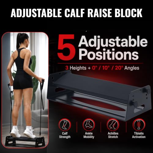 Calf Raise Block, Adjustable Angle & Height, Steel, 880lbs