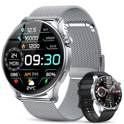 Smart Watch for Men Women Fitness: Make Answer Call Running Digital Mens Watches Waterproof Smartwatch Android Phone iPhone Samsung Compatible Heart Rate Sleep Monitor - color: Silver