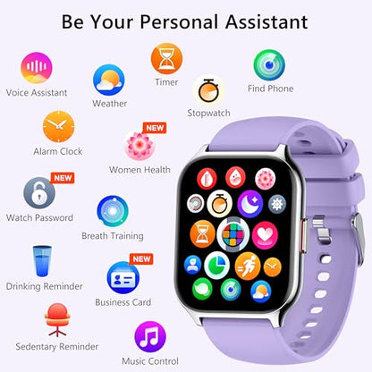 Smart Watch 45mm for Women Men(Dial/Answer Calls), 2.0" Fitness Tracker Watch with Heart Rate/Blood Pressure/Blood Oxygen Monitor for Android iOS - color: Pink+Purple