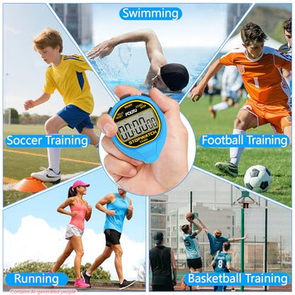Digital Waterproof Simple Stopwatch, Silent Basic Stop Watch for Swimming - color: Blue