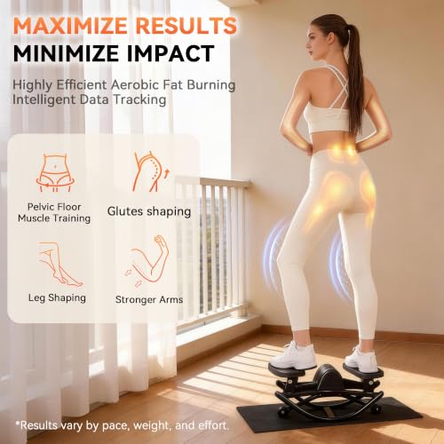 Rock Stepper - Steppers for Exercise at Home, Portable Stepper Side to Side with Digital Display & Resistance Bands, 330 LBS Capacity Full Body Workout Low-Impact Knee-Friendly 3D Stair Stepper - color: Black- A