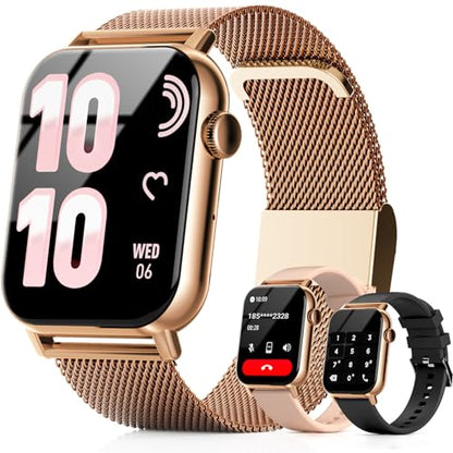 Trendia Smart Watches for Women, 1.83'' HD Fitness Tracker with Answer/Make Calls, Heart Rate/Sleep/SpO2 Monitor, 120+ Sport Modes, IP68 Waterproof, Compatible iPhone/Android Gold - color: Gold