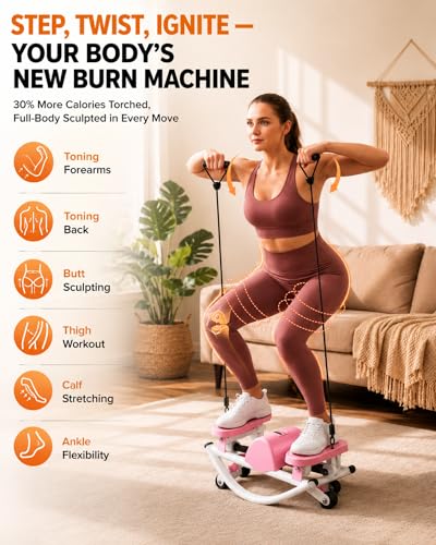 Garvee Rocking Stepper for Exercise at Home, Rock Stepper Side to Side - color: Pink
