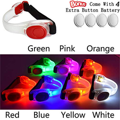 Premium LED Light Up Armband, Reflective Adjustable Wearable Silicone Running Belt Strap/Waterproof Glow in The Dark for Running Jogging Walking Cycling Concert Camping Outdoor Sports - color: Red - 4 Pack