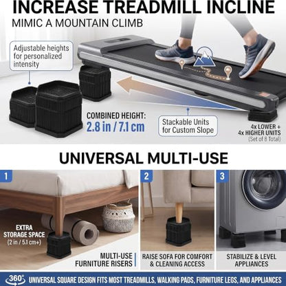 Custom Treadmill Incline Riser Blocks: Adjustable 1/2/3/4/5/6 Inch Height