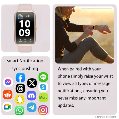 Fitness Tracker, 1.47" HD, Heart Rate SpO2, IP68 - Gold Pink - color: Gold Case w/ pink Band