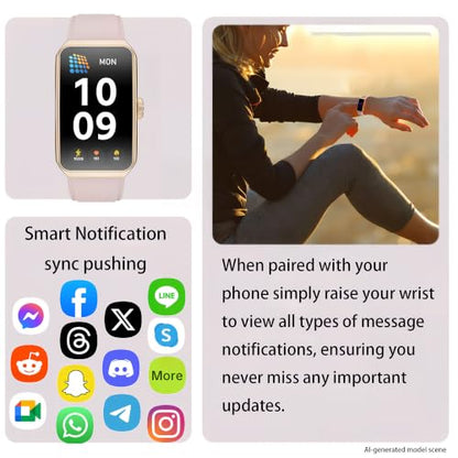 Fitness Tracker, 1.47" HD, Heart Rate SpO2, IP68 - Gold Pink - color: Gold Case w/ pink Band