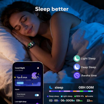 Fitness Tracker with 24/7 Heart Rate & Blood Oxygen Monitor, 1.47" OLED Color Screen Smart Watch, Waterproof Activity Tracker with Sleep Step Counter & Smart Notifications for Men Women