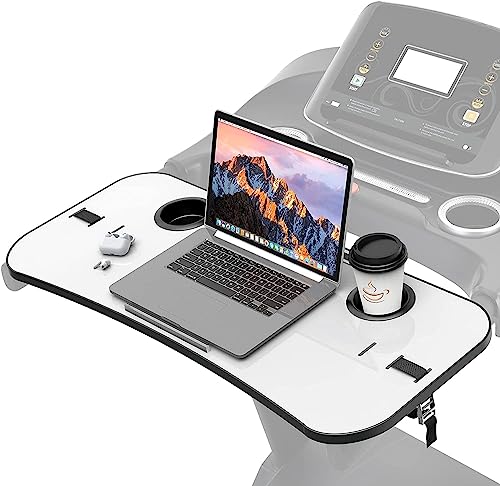 Treadmill Desk Attachment 36 Inches Tread Tray Workstation, Laptop Stand Holder for Notebooks, Tablets, Phone,Cup,Ergonomic Platform with Cooling Holes & Edge Protector - color: White
