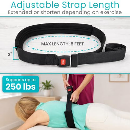 Vive Mobilization Belt for Physical Therapy with Buckle - Manual Traction Stretching Band - PT Traction Strap Belt for Stretching, Mobility, Massages & Exercise