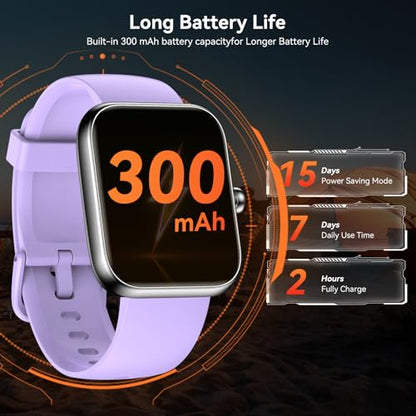 Smart Watch with Alexa Built-in, 1.83" HD Touchscreen Fitness Tracker, Bluetooth Notifications, IP68 Waterproof, 120+ Sport Modes, 24/7 Heart Rate & Sleep Monitor for iPhone Android iOS (Purple) - color: Purple