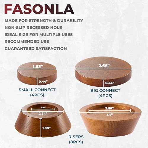 Bed Risers, Furniture Risers (Set of 8-Height 1") Can be Adjusted to 2'' 3''or 4'', Lifts Furniture Risers, Solid Natural Wood Risers, Non-Slip Recessed Hole (Light Brown Color) - color: Light Brown Color