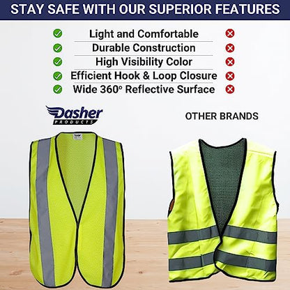 Safety Vest with High Visibility - 2 Inch Reflective Strips, Bright Neon Yellow, Breathable Polyester Mesh Fabric, ANSI ISEA Class Unrated, Hi Viz All Day and Night (30 Pack - Small-Large) - size: Small-Large (Pack of 3)