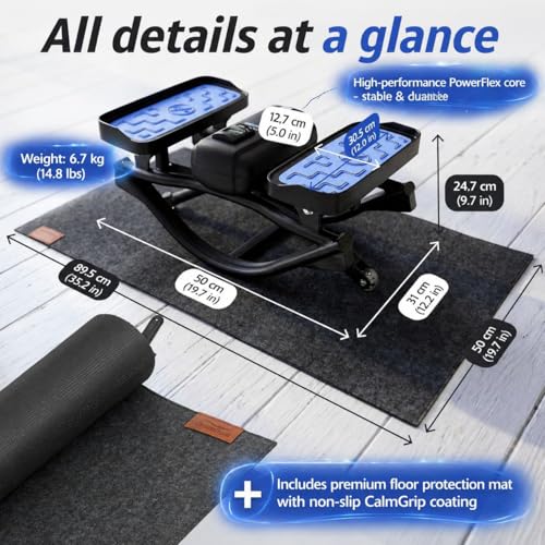 2026 New Rock Stepper Side to Side with Digital Display-Low Impact Rocking Stepper for Core & Glutes, Whisper Quiet for Home & Office Workout, Equipped with Resistance Bands and Floor Mats (330lbs)
