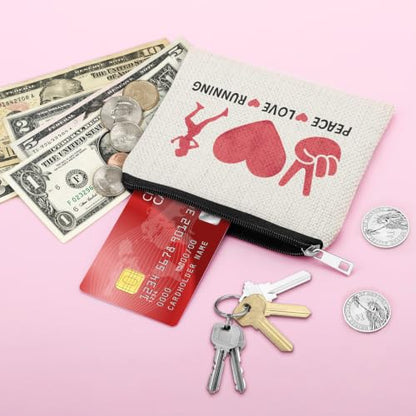 4pcs Running Coin Purse Runner Gift Half Marathon Runner Present Coin Pouch Marathon Lovers Valentines Present for Friend Sister Running Accessories Christmas Birthday Zipper Change Pouch
