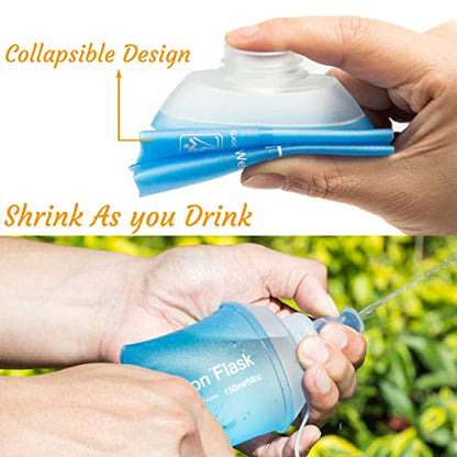 J.CARP 250ml Soft Flask Running Water Bottles, TPU Foldable Running Hydration Flask for Hydration Pack Cycling Hiking Climbing Outdoors Motorbike - color: Blue, 250ml