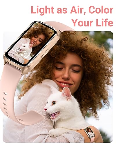 Amzhero Health Fitness Tracker with 24/7 Heart Rate, Blood Oxygen, Blood Pressure, Sleep Tracker, 5ATM Waterproof Activity Trackers with Step Tracker, Pedometer (S & L Bands Included) - color: Pinksand