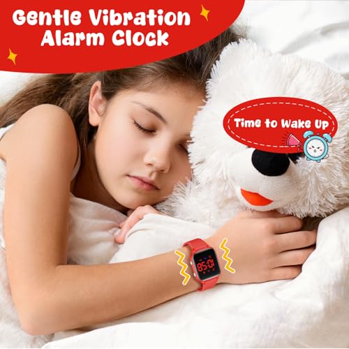 Kids Digital Watches for Boys Girls, Sports Watch with Fitness Tracker, Pedometer, Alarm Clocks, Stopwatch, No App Needed Waterproof Kids Watch, Gift for Teens Student Girls Boys Ages 5-14 - color: Red