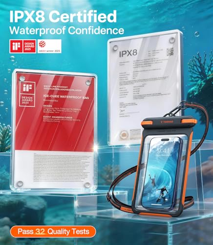 TORRAS IPX8 Waterproof Phone Pouch Floating, Underwater Screen Touchable - color: 2 Pack-Black & White