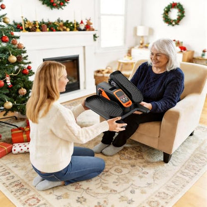 Under Desk Elliptical Leg Exerciser While Sitting for Seniors - color: Orange