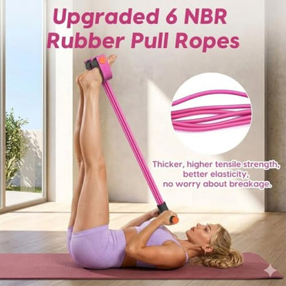Multifunction Pedal Resistance Band with Handles - color: Pink & Black