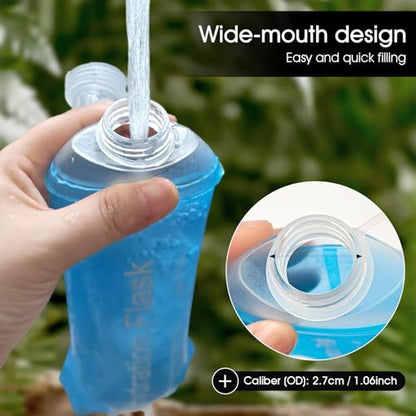 GUYI GYGYL Soft Flask, Collapsible Water Bottle for Sports, 500ml Blue 2pcs - color: 2Pcs 500ml Blue
