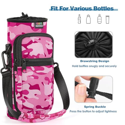 Nuovoware Water Bottle Carrier Bag, 25oz/32oz, Camouflage Pink - color: Camouflage Pink, size: 25-32 Ounces - Standard