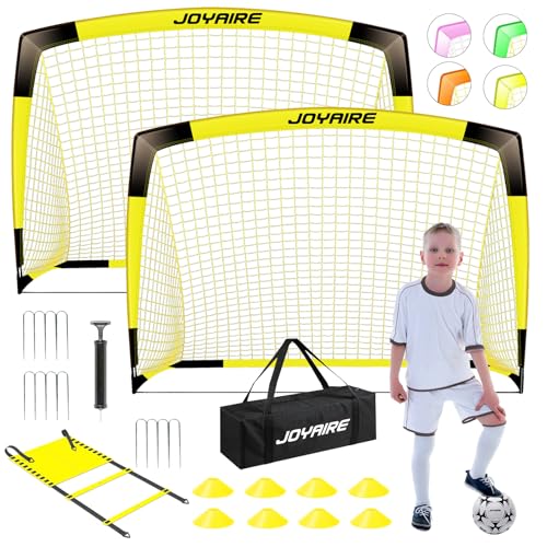 Kids Backyard Soccer Goal, 10 mm Poles & 5-Layer Net, 4x3/6x4/7x5FT - size: 6x4ft, 2 Set, style: Yellow