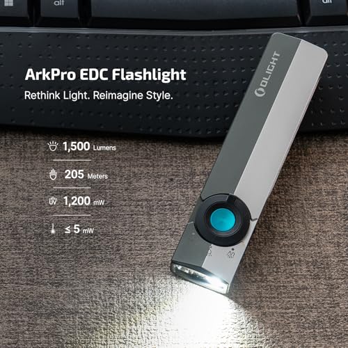OLIGHT ArkPro EDC Flat Flashlight Rechargeable, Pocket Light, Dual Tone - color: Dual Tone Silver Graphite