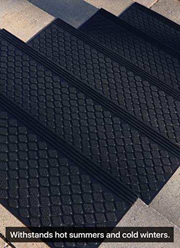 FINEHOUS Rubber Stair Treads Non-Slip Outdoor 35”x10” (5-Pack) – Anti-Slip Step Mat with Nosing - size: 35" X 10"