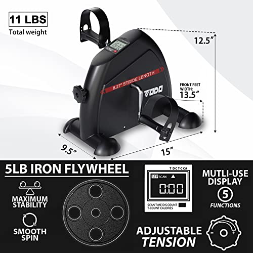 TODO Mini Exercise Bike Pedal Exerciser Foot Peddler Portable Therapy Bicycle with Digital Monitor - color: Silver