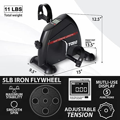 TODO Mini Exercise Bike Pedal Exerciser Foot Peddler Portable Therapy Bicycle with Digital Monitor - color: Silver