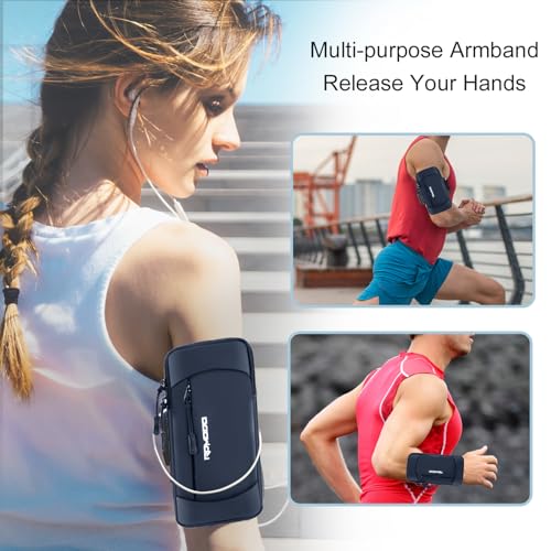 Running Armband Phone Holder, Running Phone Holder for iPhone 13 14 15 16 Pro Max Samsung, Adjustable Elastic Phone Armband, 2 Pockets Cell Phone Holder for Walking Workout Under 7.5 Inch（Blue） - color: 01-Blue