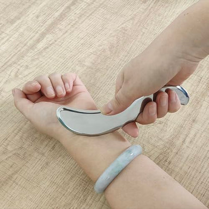 BYYDDIY 6.3 inch Non-Magnetic 304Stainless Steel Gua Sha Tool & Muscle Scraper Tool & Gua Sha Facial Tools (S.S) - style: Style: S.S