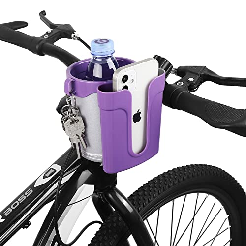 Accmor Stroller Cup Holder with Phone Keys Holder, 3-in-1 Universal Cup Holder, Drinks Bottle Holder for Stroller, Bike, Wheelchair, Walker, Scooter - color: Grey Purple