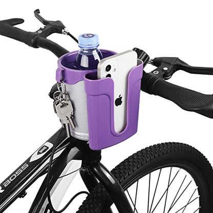 Accmor Stroller Cup Holder with Phone Keys Holder, 3-in-1 Universal Cup Holder, Drinks Bottle Holder for Stroller, Bike, Wheelchair, Walker, Scooter - color: Grey Purple