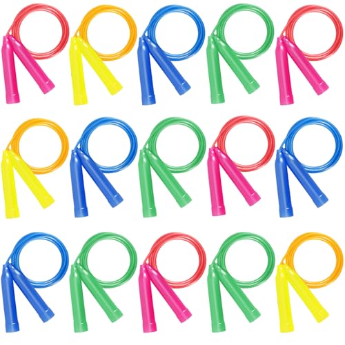 Kids Jump Rope,7.2 ft Colorful Outdoor Jump Ropes,Plastic Jumping Ropes,Adjustable Skipping Rope for Kids Party Favor Birthday Sports Reward Gift - color: Colorful 15PCS