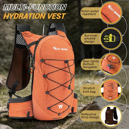 Lightweight Hydration Backpack with 2L Water Bladder Running Hydration Vest Backpack Specialized Hydration Pack for Cycling, Hiking, and Mountaineering - color: orange