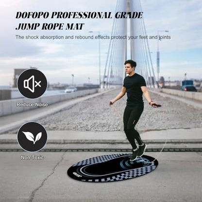 Jump Rope Mat Outdoor Indoor,Oval 52'' x 36'' Non-slip Fitness Exercise Mat - color: Black