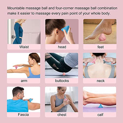 Manual Massage Ball Set, 2 PCS Deep Tissue Trigger Point Massage Myofascial Release Balls, Silicone Physical Therapy Balls, Massage Therapy Tools for Deep Muscles, Sore Muscles, Muscle Knots (Pink) - color: Pink