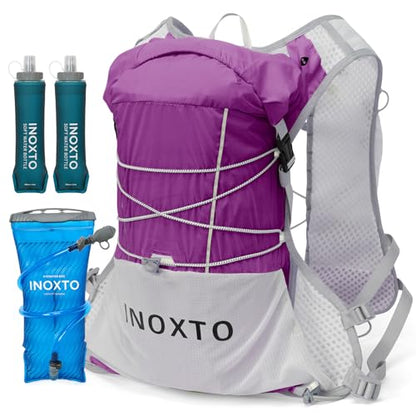 IX INOXTO Running Vest Hydration Backpack, Lightweight Running Backpack Hydration Pack with 1.6L Water Bladder Daypack for Trail Running Hiking Cycling Race Marathon for Women Men - color: Purple