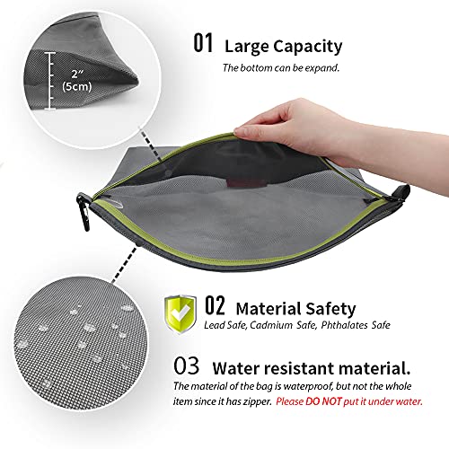 pack all Water-Resistant Zipper Pouch, Mesh Zipper Bag, 8.66"x5.91" - color: Grey, size: Small