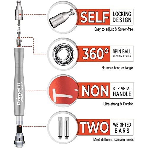 PrimaFIT Pro Speed Jump Rope for Adults, Weighted Skipping Rope for Boxing - color: Silver