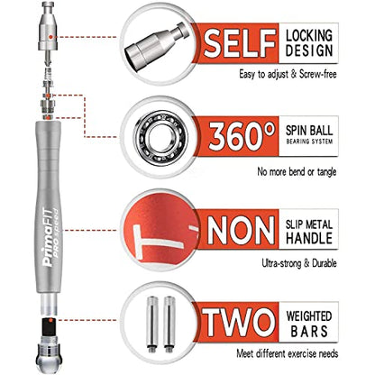 PrimaFIT Pro Speed Jump Rope for Adults, Weighted Skipping Rope for Boxing - color: Silver