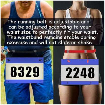 2Pcs Race Number Belt Race Bib Belts with 6 Energy Gel Loops for Marathon Triathalon Running No Safety Pins Required (Black/Red) - color: Black&Red